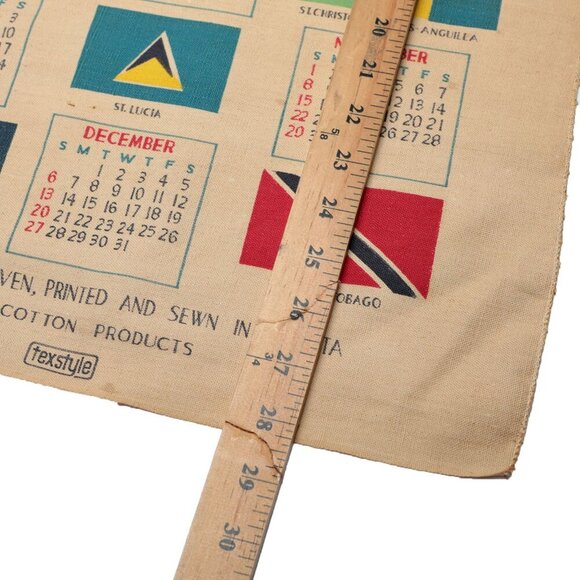 Vintage Caribbean Lands of the Sun Scroll 1970 Calendar Fabric Wall Decor Retro - Picture 5 of 8